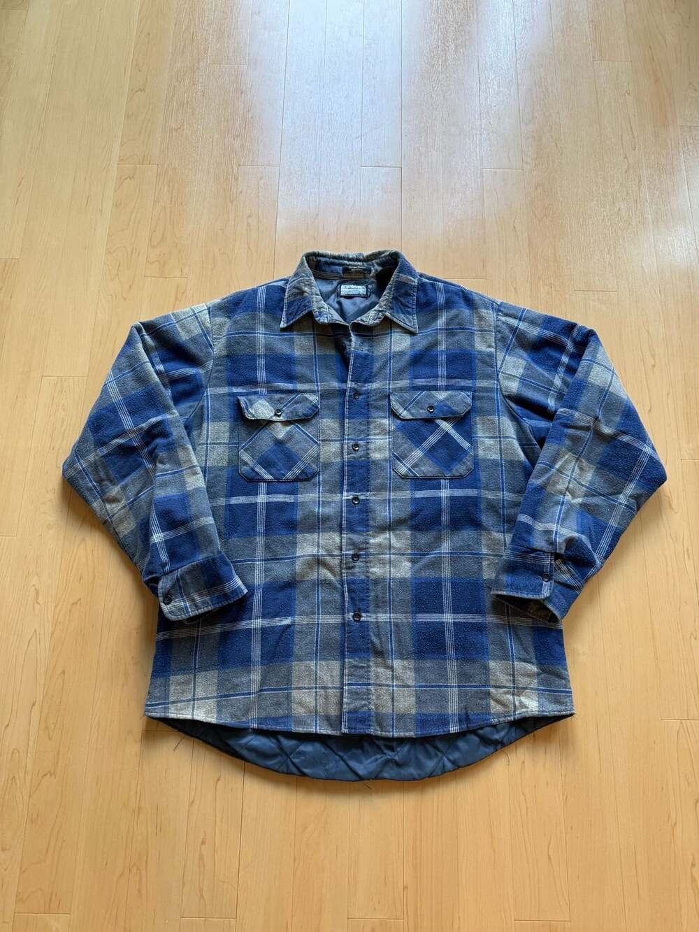 80s Fieldmaster Quilted Flannel Shirt Blue Plaid